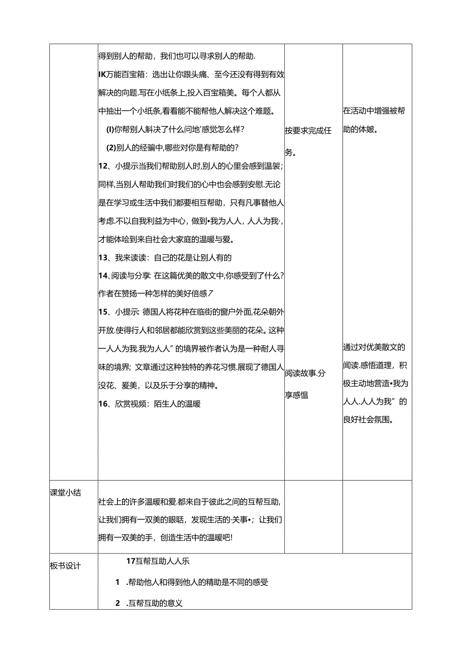 17《互帮互助人人乐》教学设计 教科版心理健康五年级下册.docx_第3页