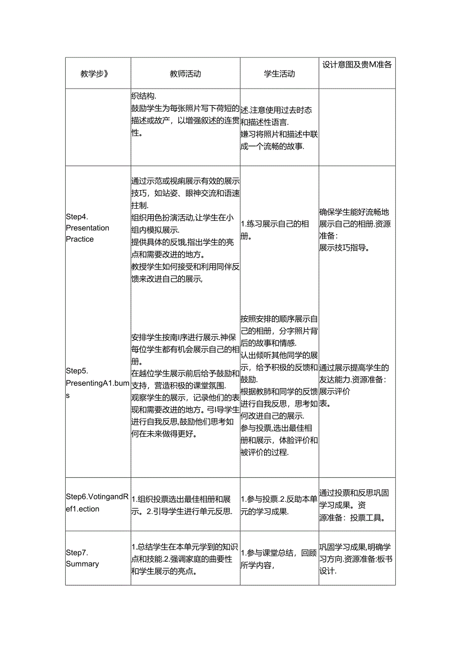 Unit 3 Family Ties Presenting ideas Reflection教学设计外研版2024七上.docx_第3页