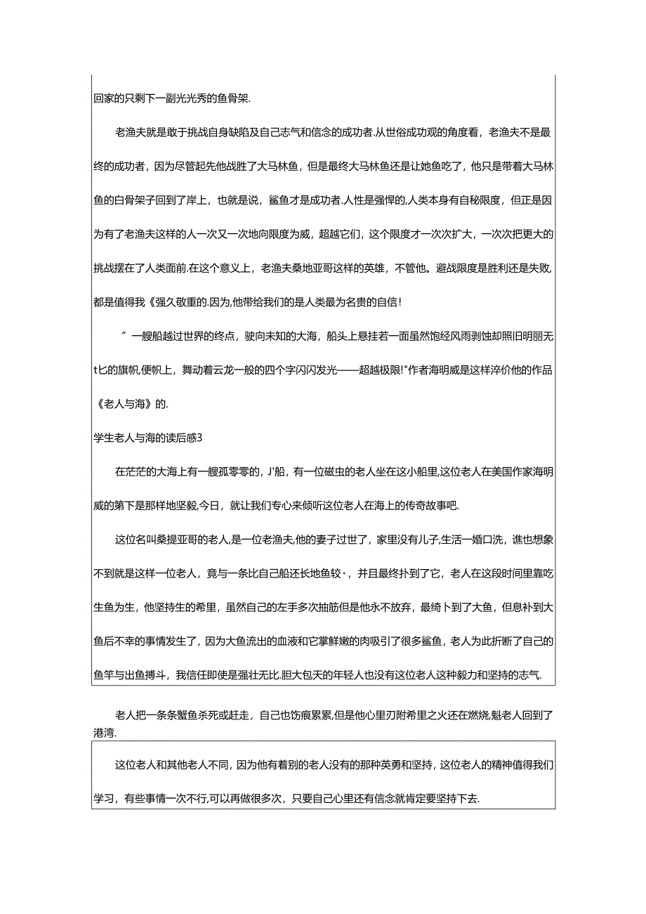 2024年学生老人与海的读后感15篇.docx_第2页