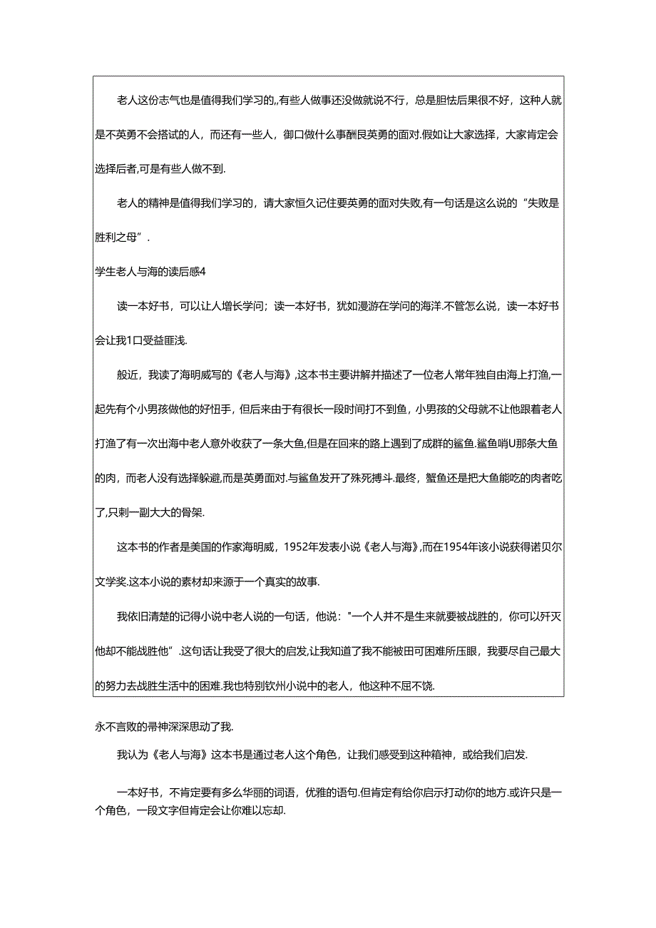 2024年学生老人与海的读后感15篇.docx_第3页