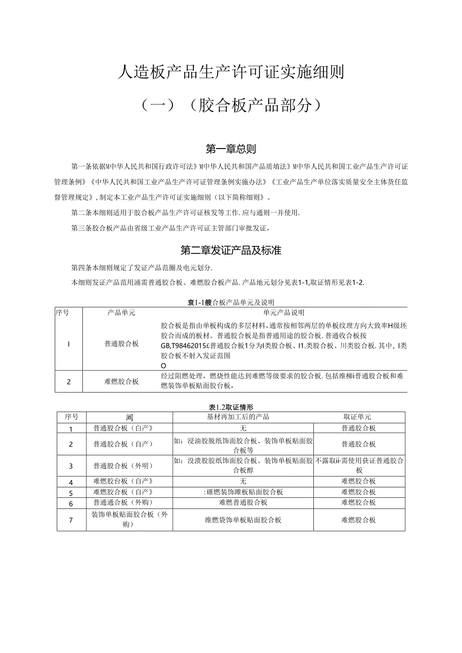 2024版人造板产品生产许可证实施细则（一）（胶合板产品部分）4.docx_第1页