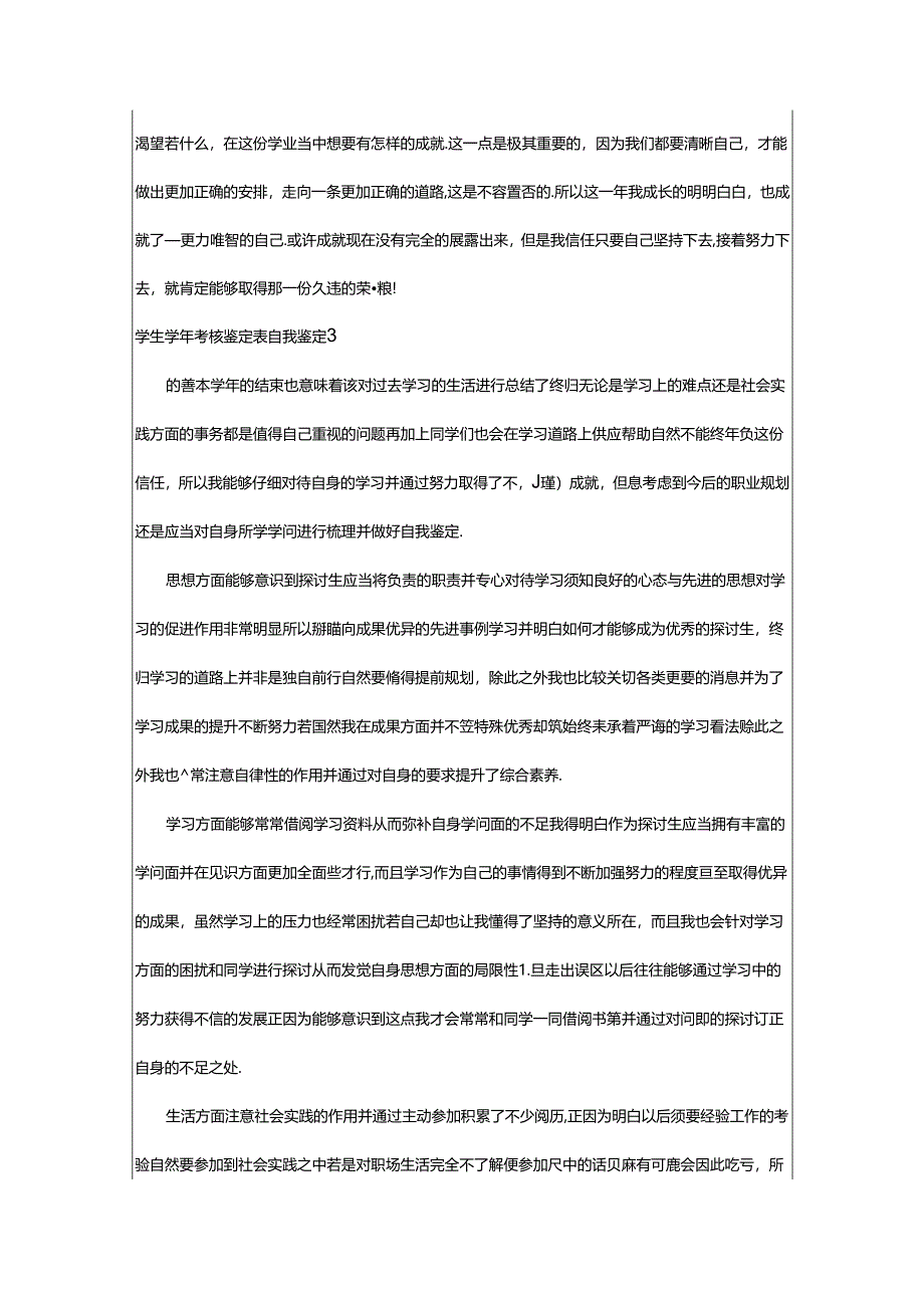 2024年2024学生学年考核鉴定表自我鉴定（精选5篇）.docx_第3页