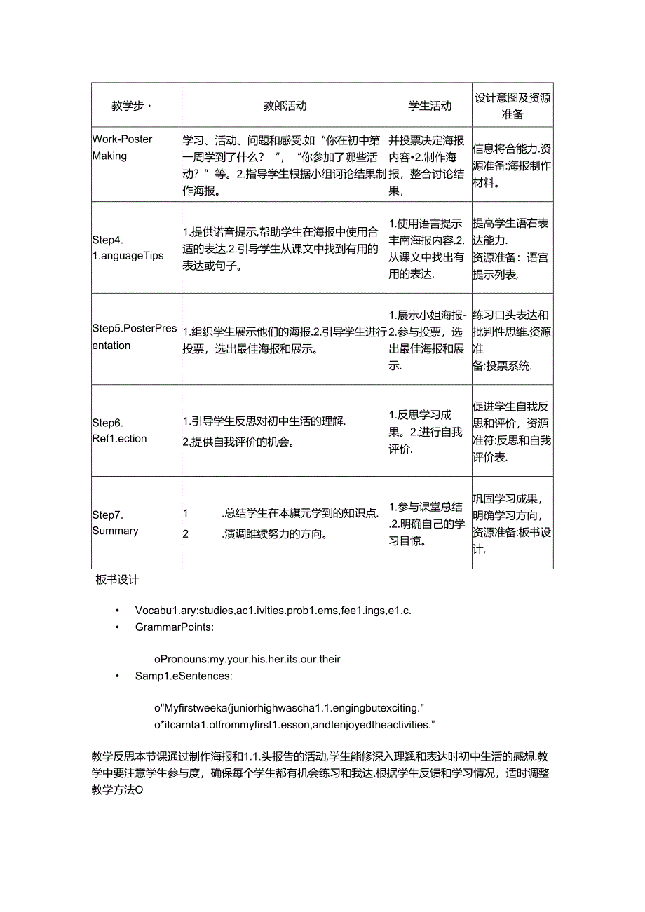 Unit 1 A New Start Presenting ideas Reflection 教学设计外研版2024七上.docx_第3页