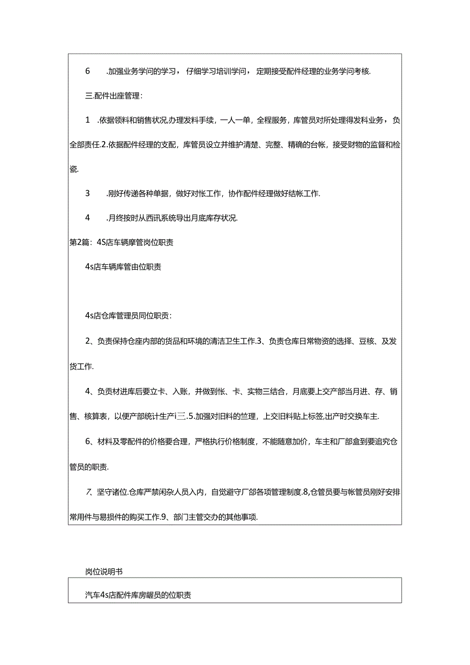 2024年4s店销售部库管岗位职责（共7篇）.docx_第2页