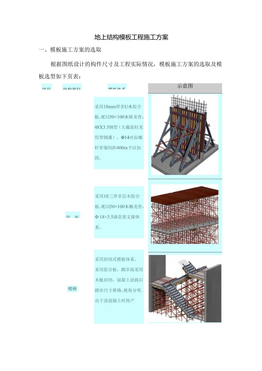 地上结构模板工程施工方案.docx_第1页