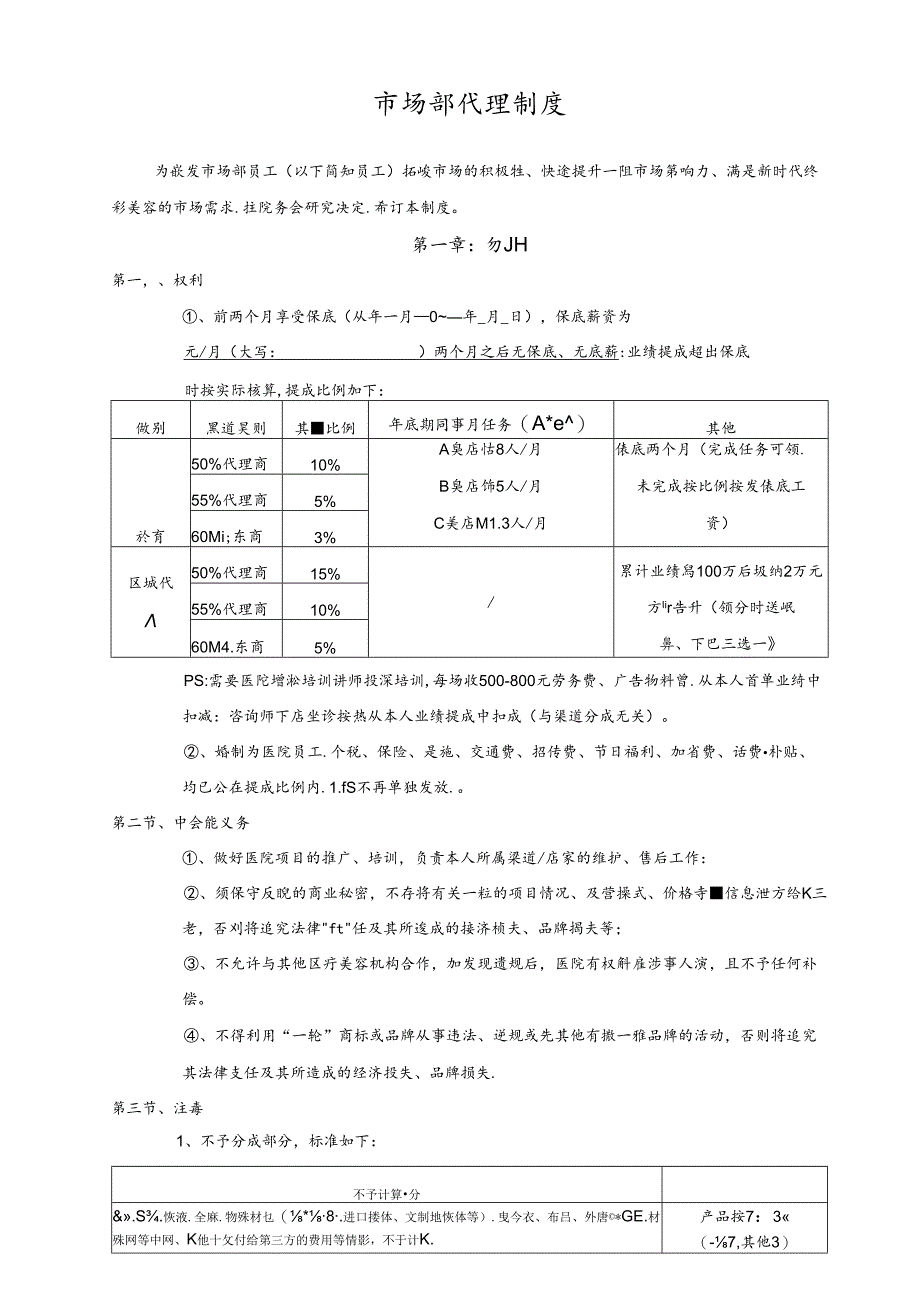 医美整形医院市场渠道部代理制度.docx_第1页