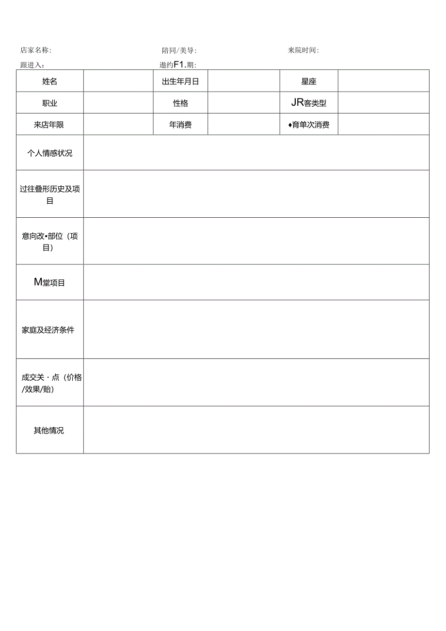 医美整形活动顾客客情分析表.docx_第1页