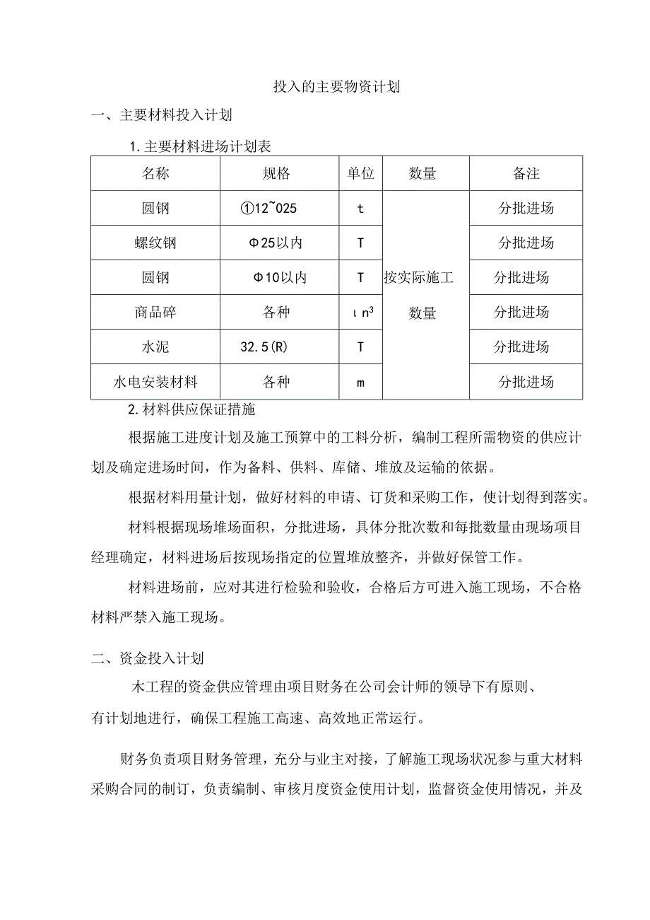 投入的主要物资计划.docx_第1页