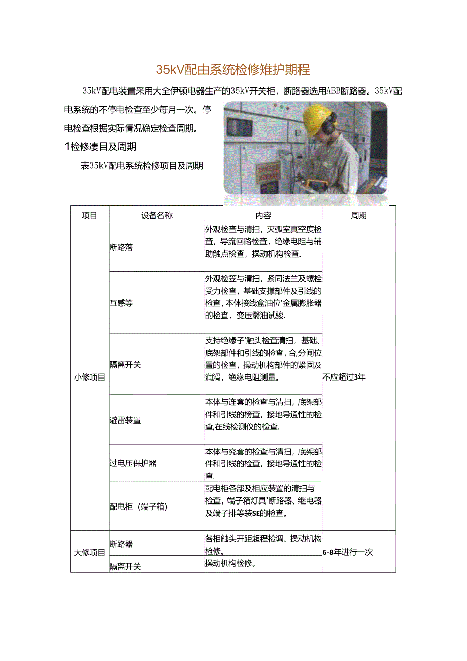 35kV配电系统检修维护规程.docx_第1页