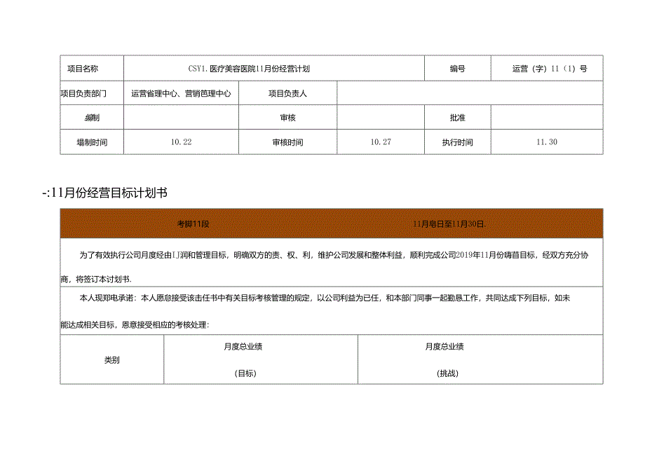 医美整形医院11月运营计划方案.docx_第1页