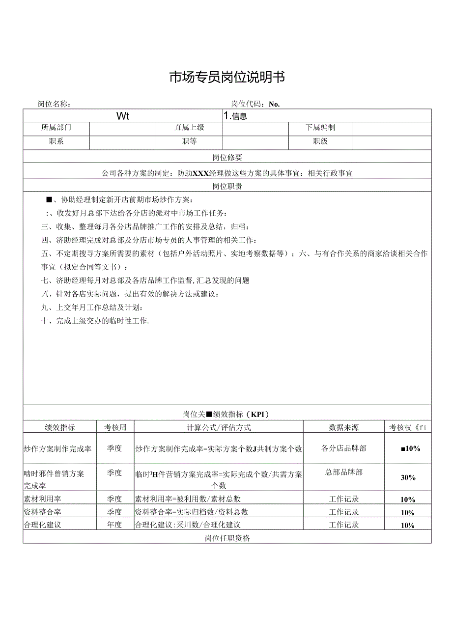 市场专员岗位说明书.docx_第1页