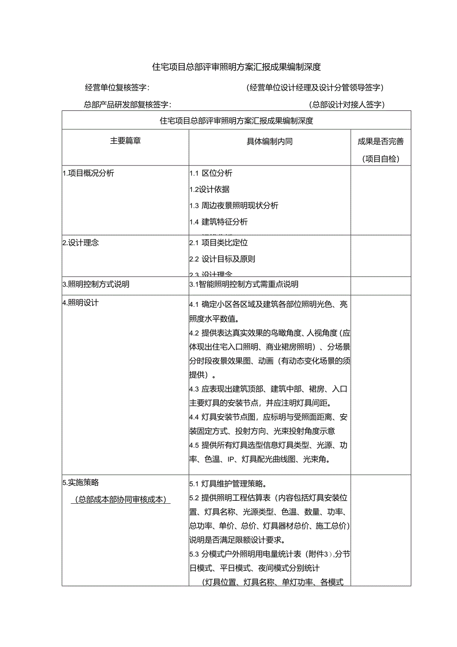 住宅项目总部评审照明方案汇报成果编制深度.docx_第1页