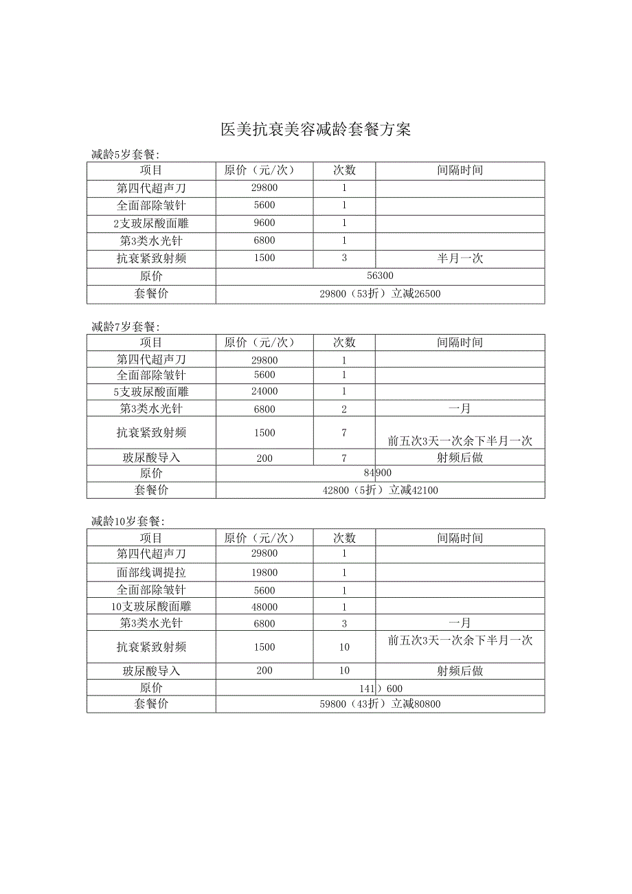 医美抗衰美容减龄套餐方案.docx_第1页