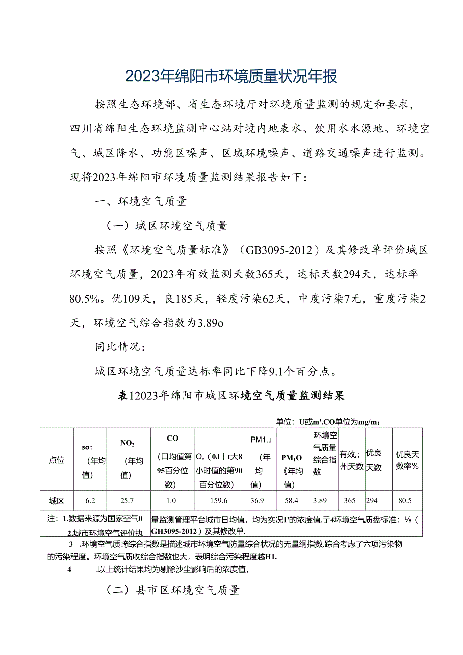 2023年绵阳市环境质量状况年报.docx_第1页