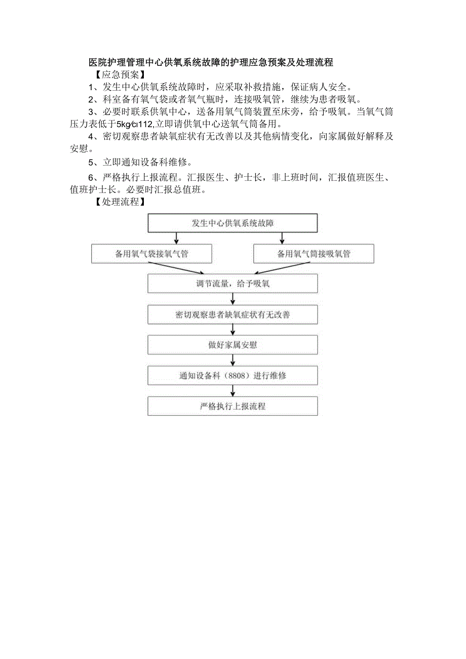 医院护理管理中心供氧系统故障的护理应急预案及处理流程.docx_第1页