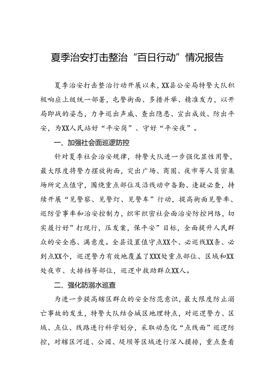 公安2024年夏季治安打击整治行动情况汇报6篇.docx_第1页