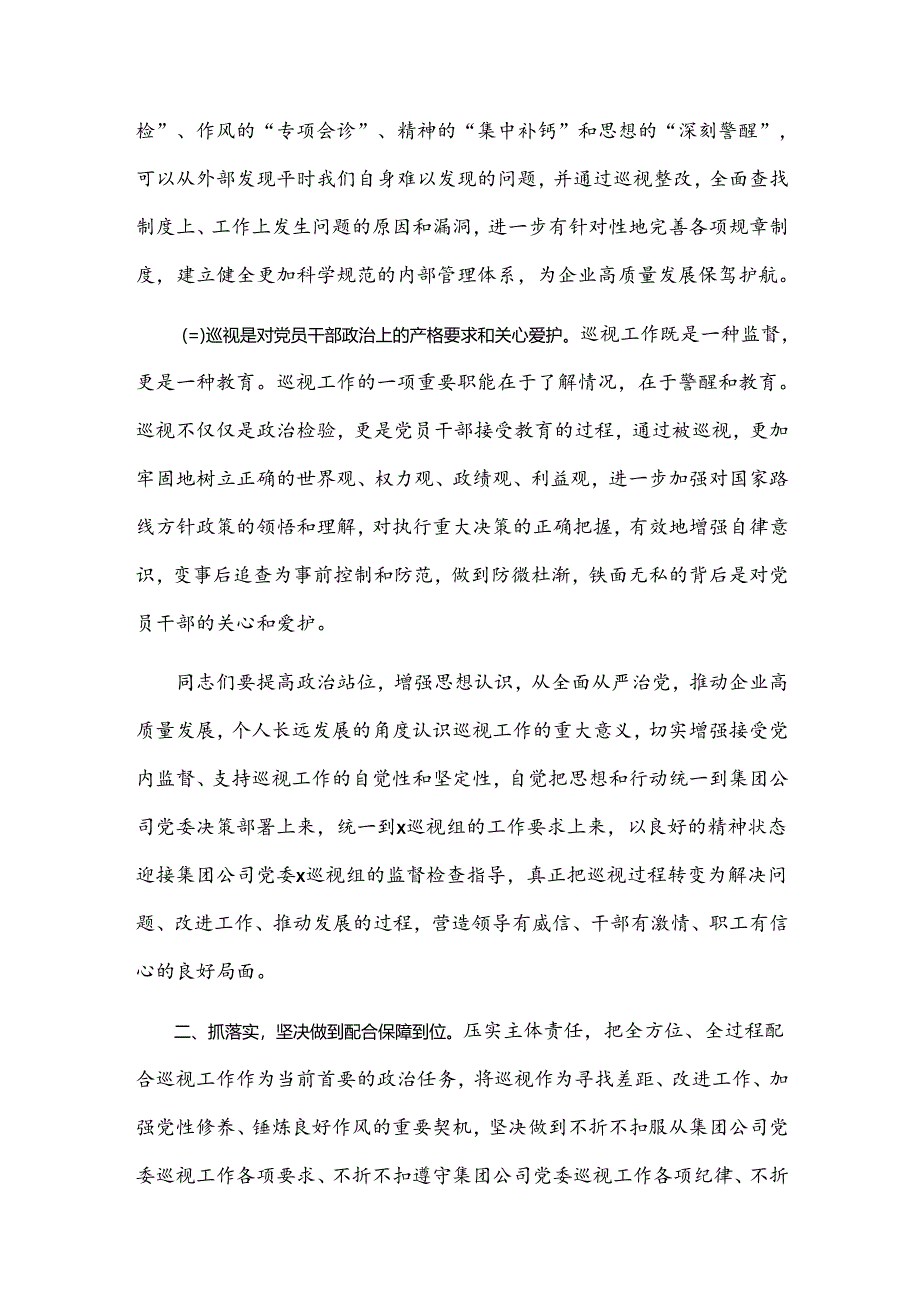 在集团公司党委巡视公司党委巡视迎检会上的讲话2024.docx_第2页