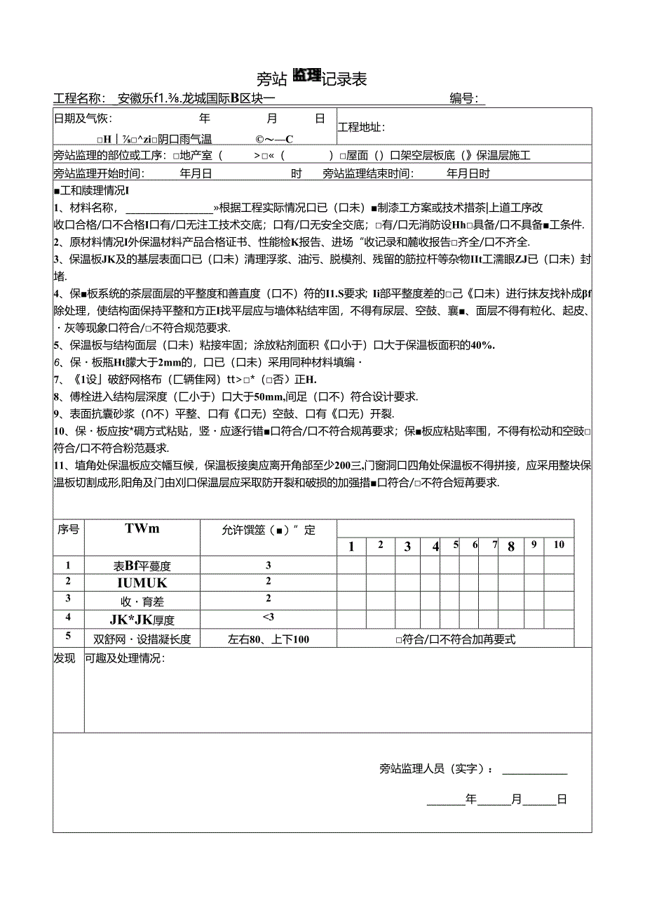 保温节能旁站记录表.docx_第1页