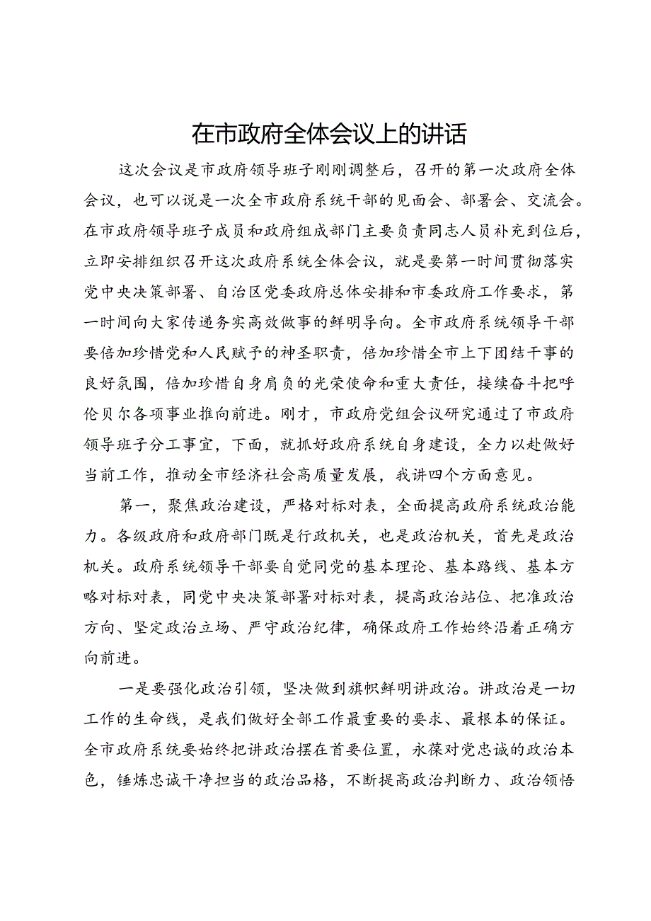 在市政府全体会议上的讲话.docx_第1页