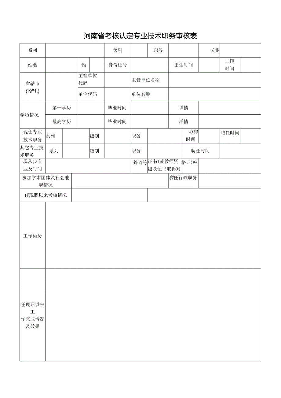 考核认定专业技术职务审核表.docx_第1页