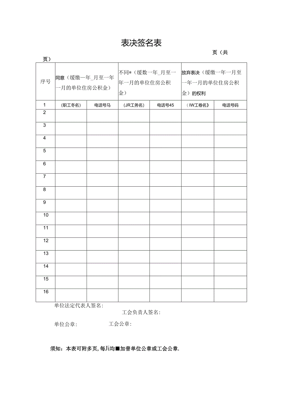 表决签名表（缓缴）.docx_第1页