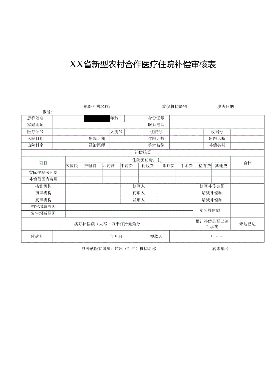 新型农村合作医疗住院补偿审核表.docx_第1页