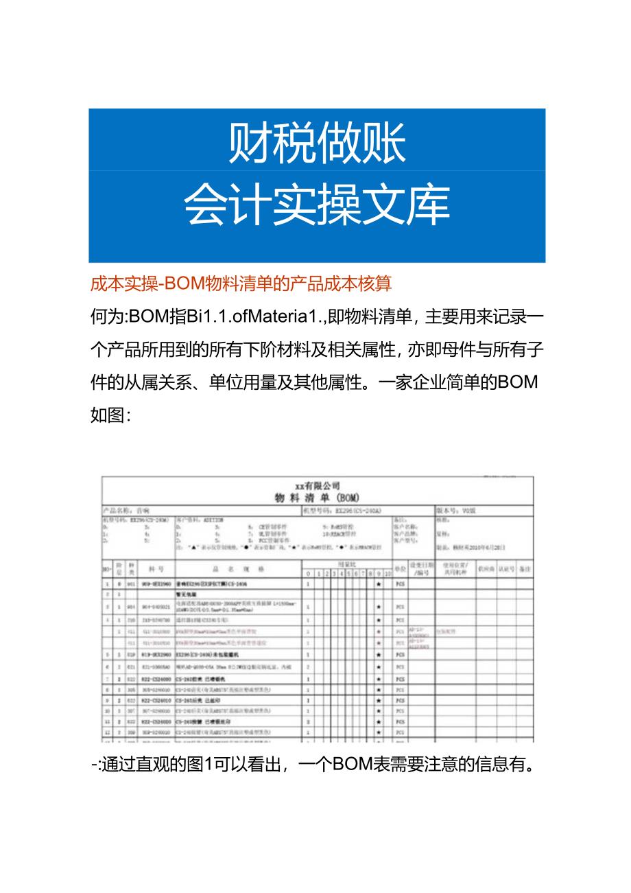 成本实操-BOM物料清单的产品成本核算.docx_第1页