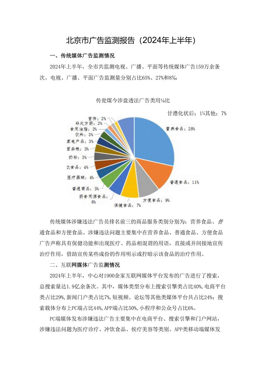 北京市广告监测报告（2024年上半年）.docx_第1页