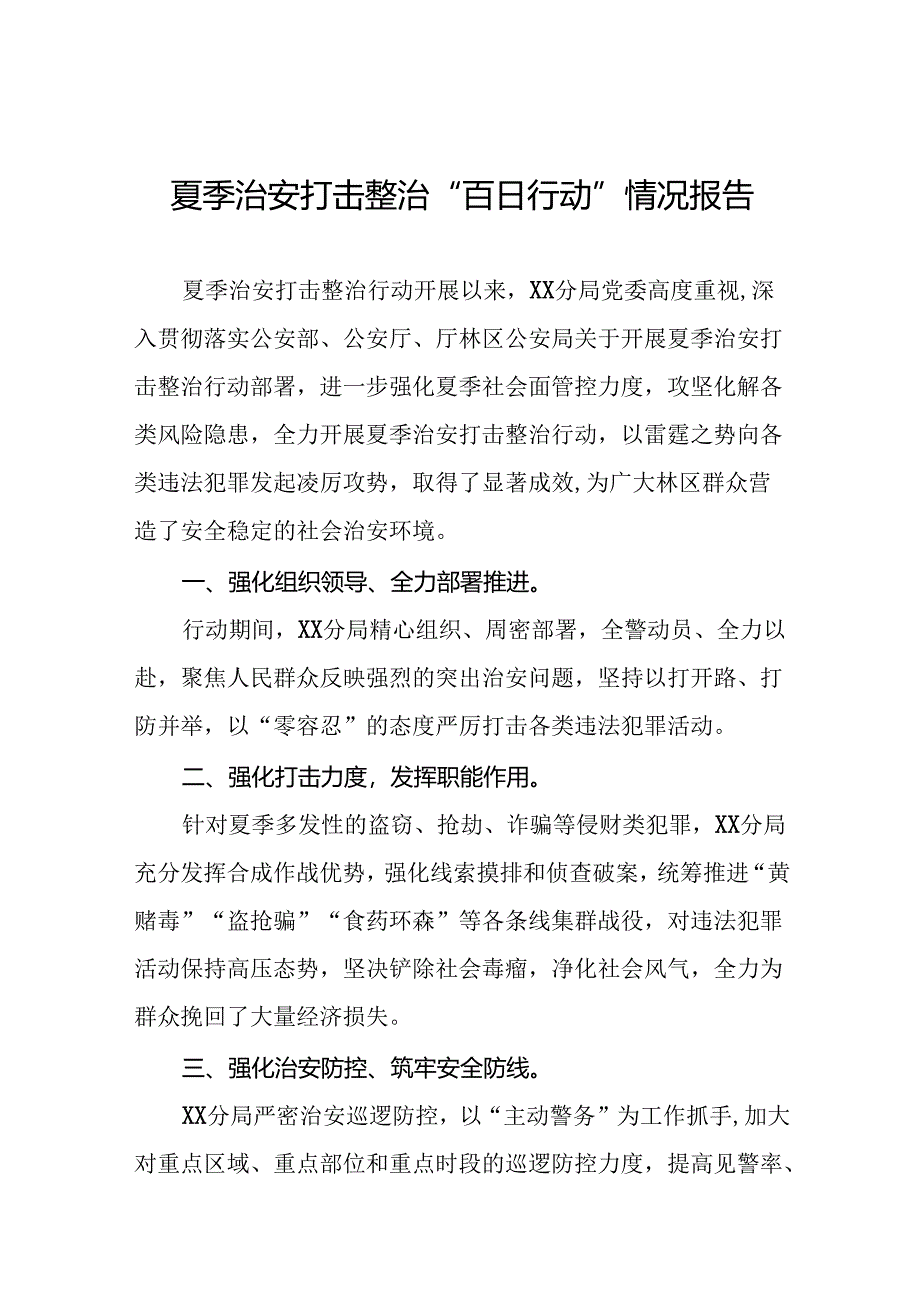 2024年公安夏季治安打击整治行动阶段性情况报告6篇.docx_第1页