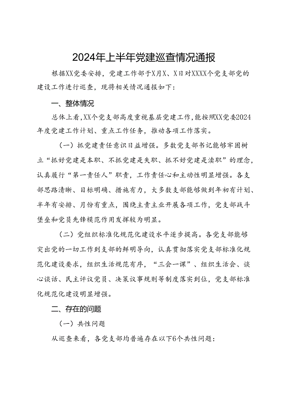 2024年上半年党建巡查情况通报.docx_第1页