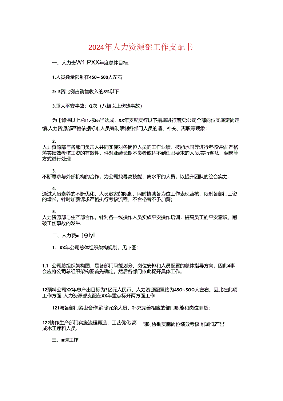 2024年人力资源部工作计划书与2024年人力资源部工作计划报告汇编.docx_第1页