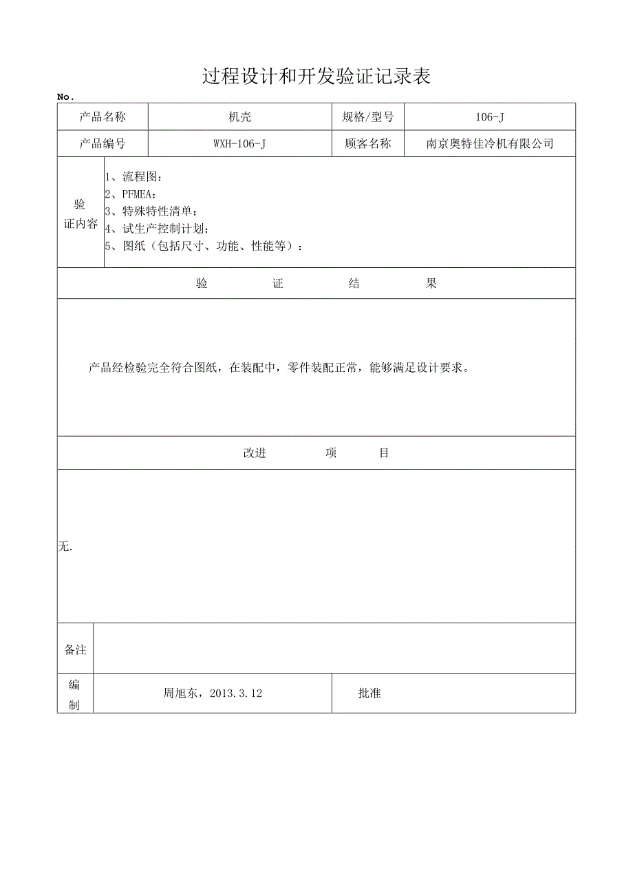 过程设计和开发验证记录表.docx_第1页