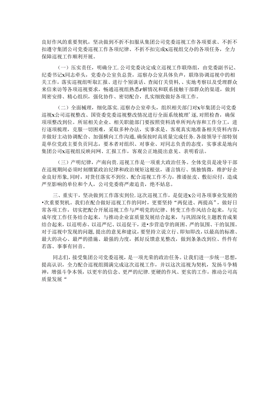 在集团公司党委巡视公司党委巡视迎检会上的讲话.docx_第2页