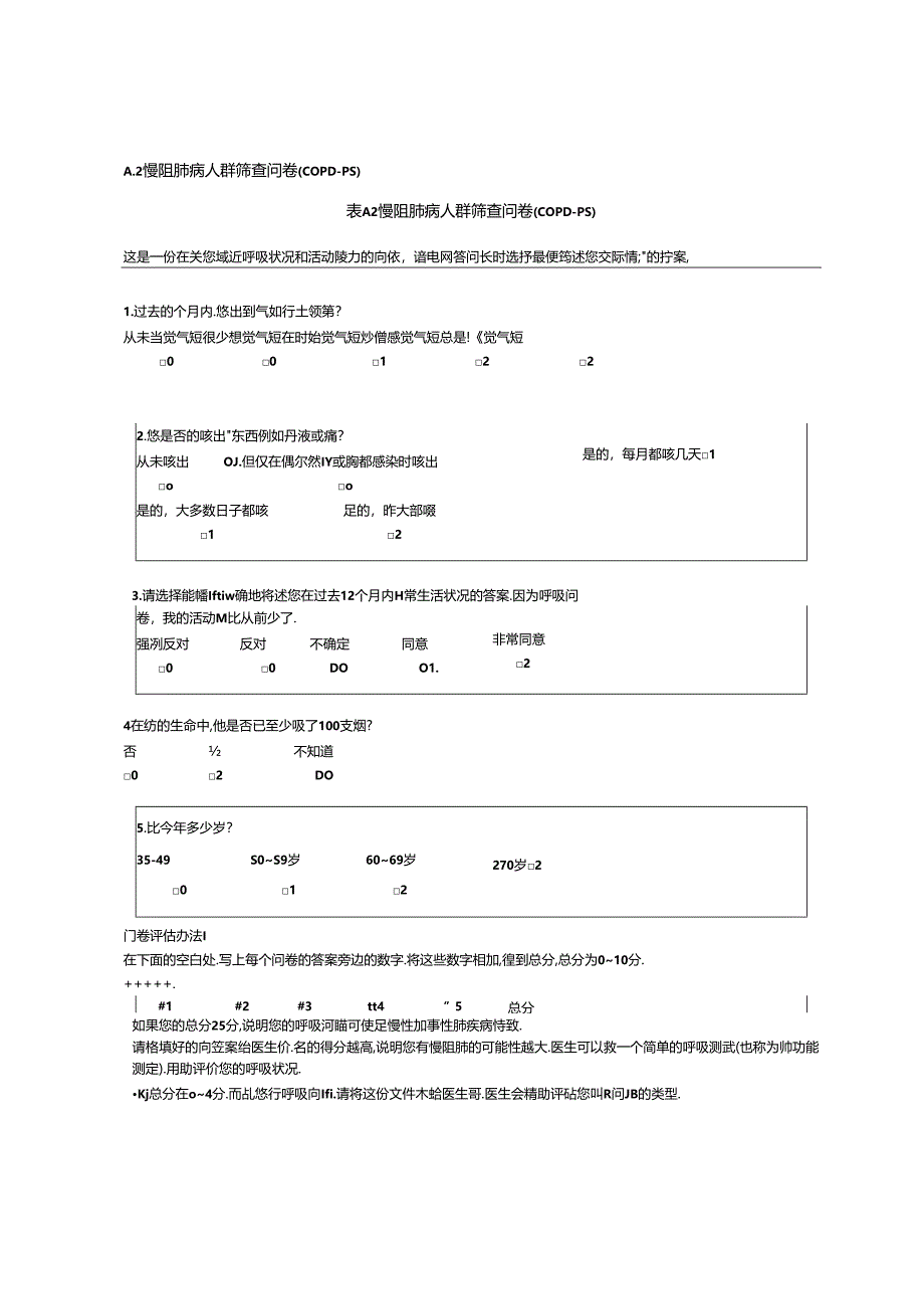 慢阻肺病标准化筛查问卷、Borg CR10 评分表.docx_第2页