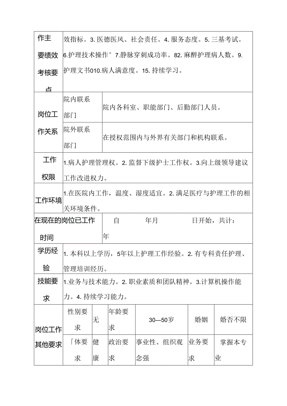 二级甲等医院手术室主管护师岗位说明书.docx_第3页