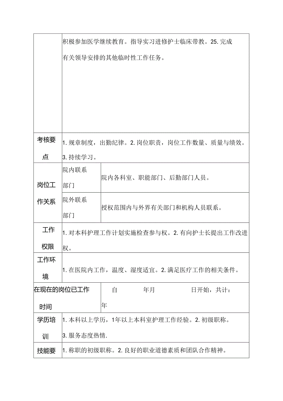 医院感染性疾病科晚班（小夜班）护士岗位说明书.docx_第3页