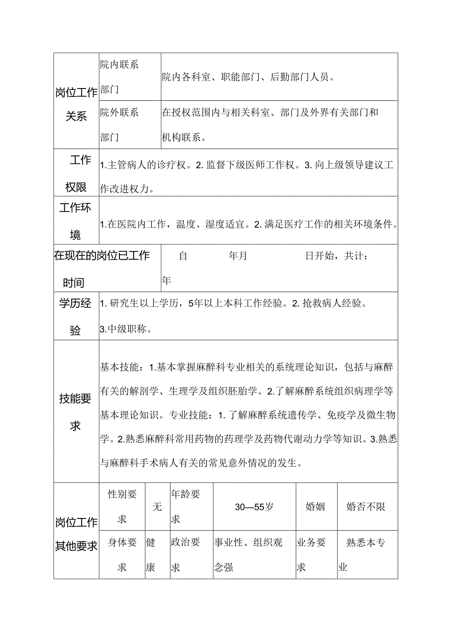 二级甲等医院麻醉科医师岗位说明书.docx_第3页