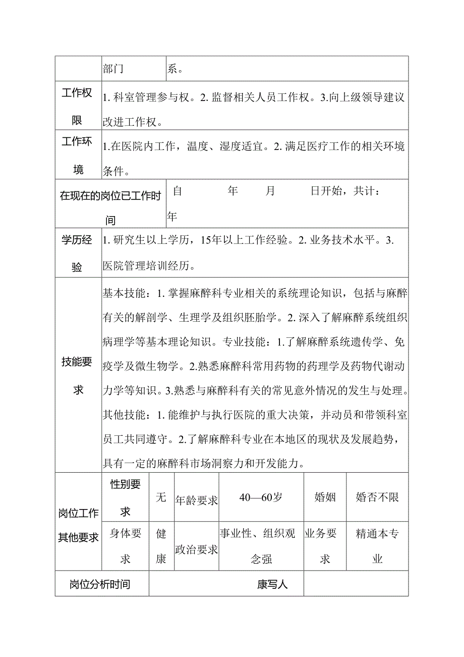 二级甲等医院麻醉科主任医师岗位说明书.docx_第3页