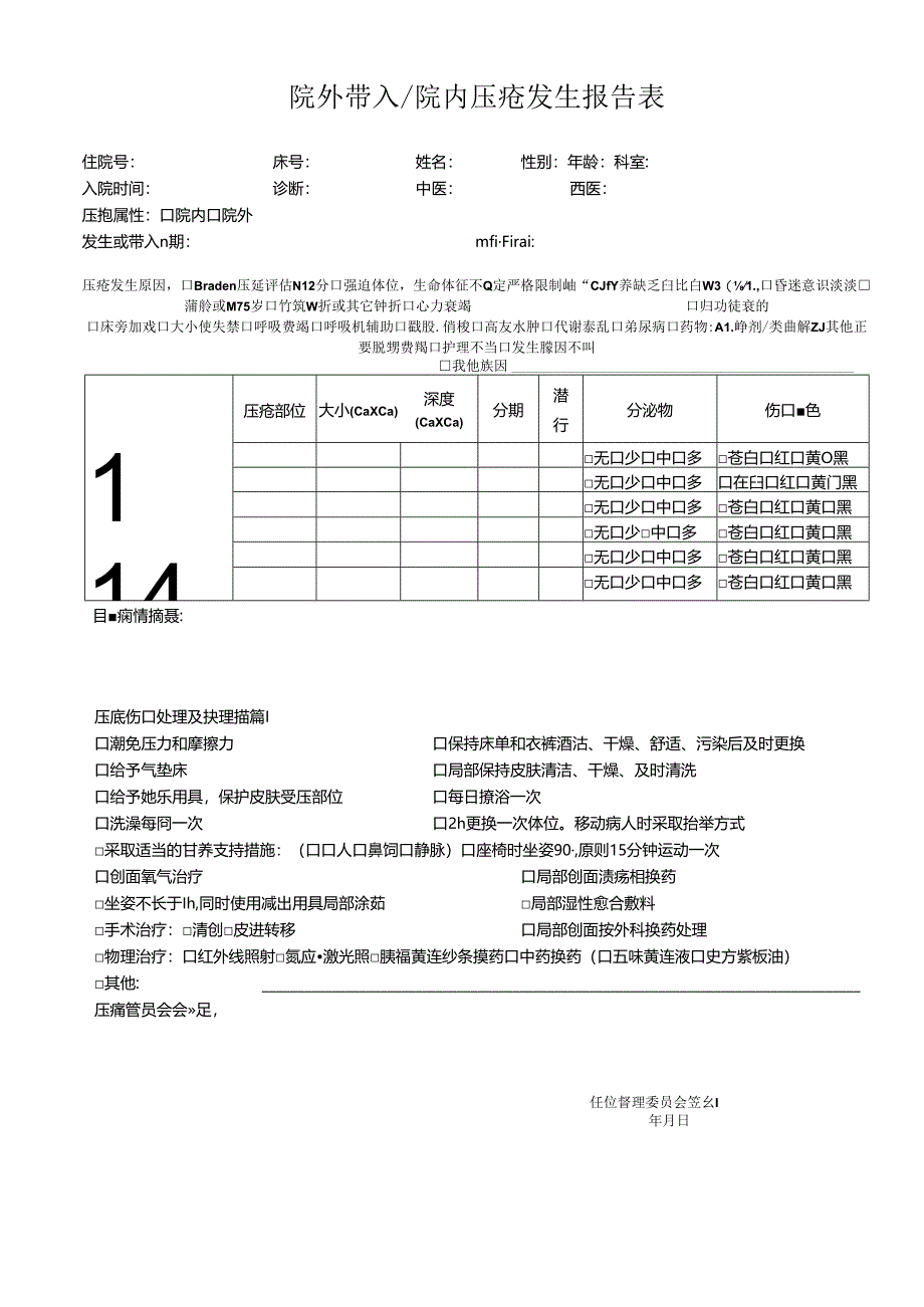 院外带入院内压疮发生报告表.docx_第1页