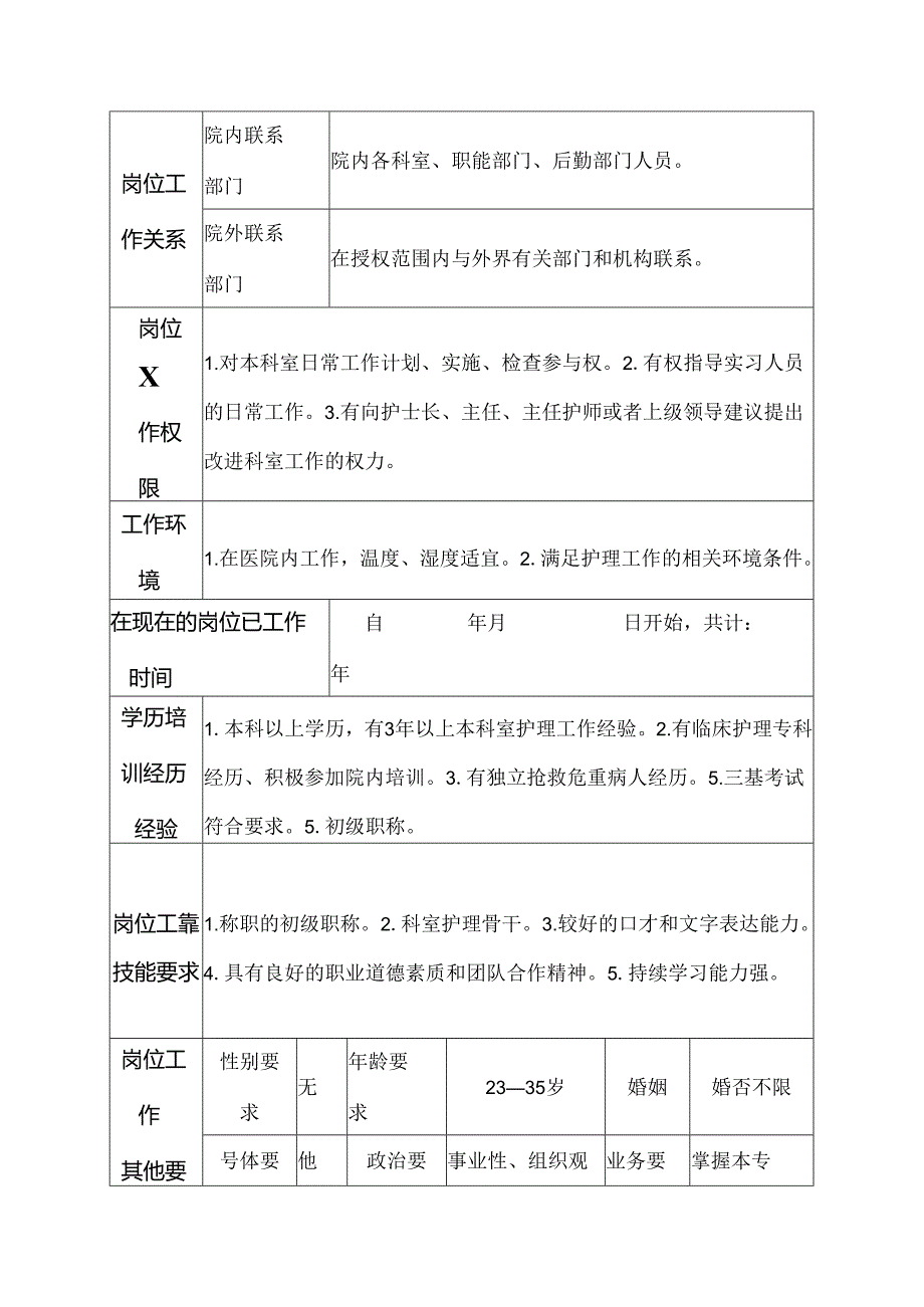 医院心胸外科护师岗位说明书.docx_第3页