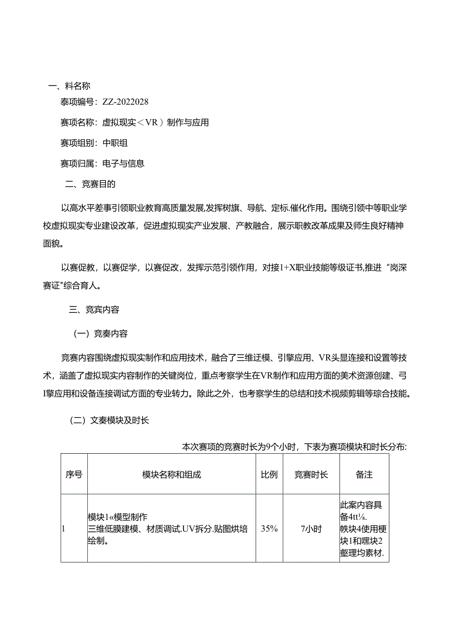 2022年山东省职业院校技能大赛中职组“虚拟现实（VR）制作与应用”赛项规程.docx_第1页