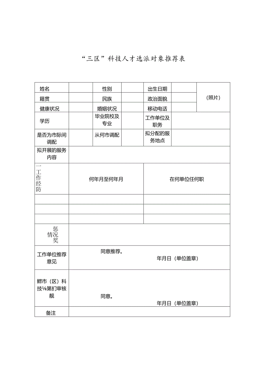 选派、受培人员推荐表 .docx_第1页