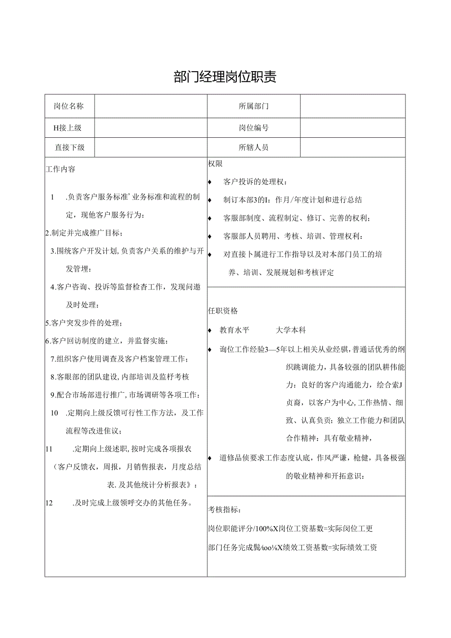 部门经理岗位职责.docx_第1页