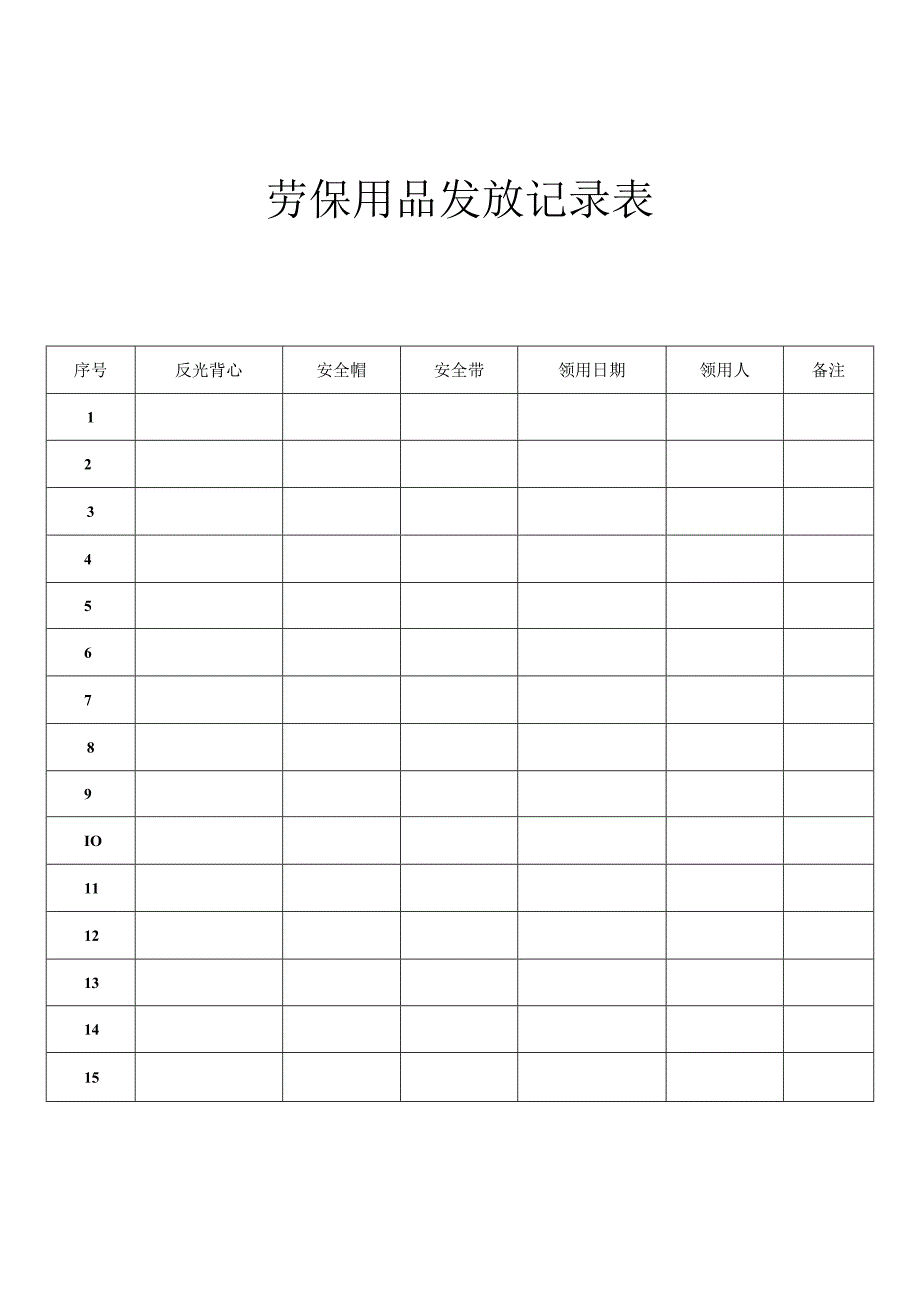 劳保用品发放记录表.docx_第1页