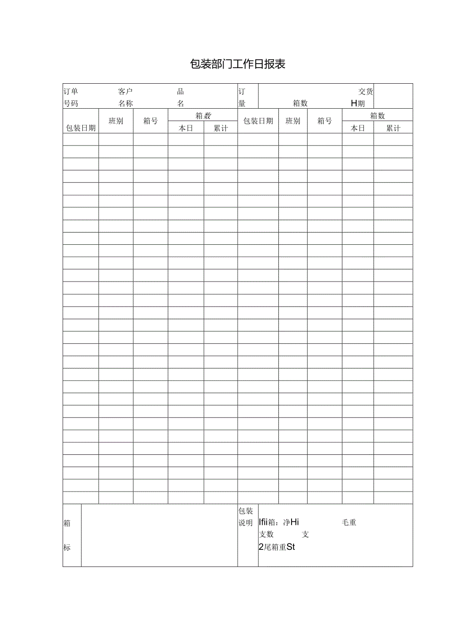 包装部门工作日报表范本.docx_第1页