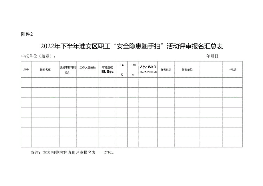 2022年度下半年淮安区职工“安全隐患随手拍”活动表格.docx_第2页