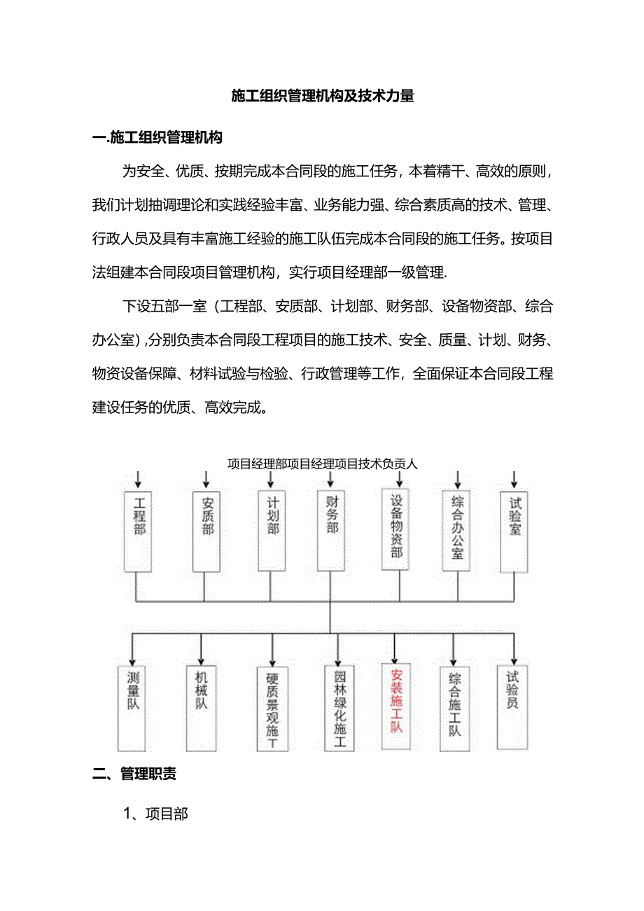 施工组织管理机构及技术力量.docx_第1页