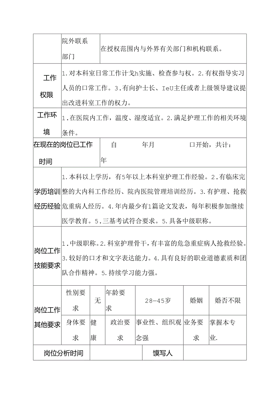 医院普通外科ICU护士岗位说明书.docx_第3页