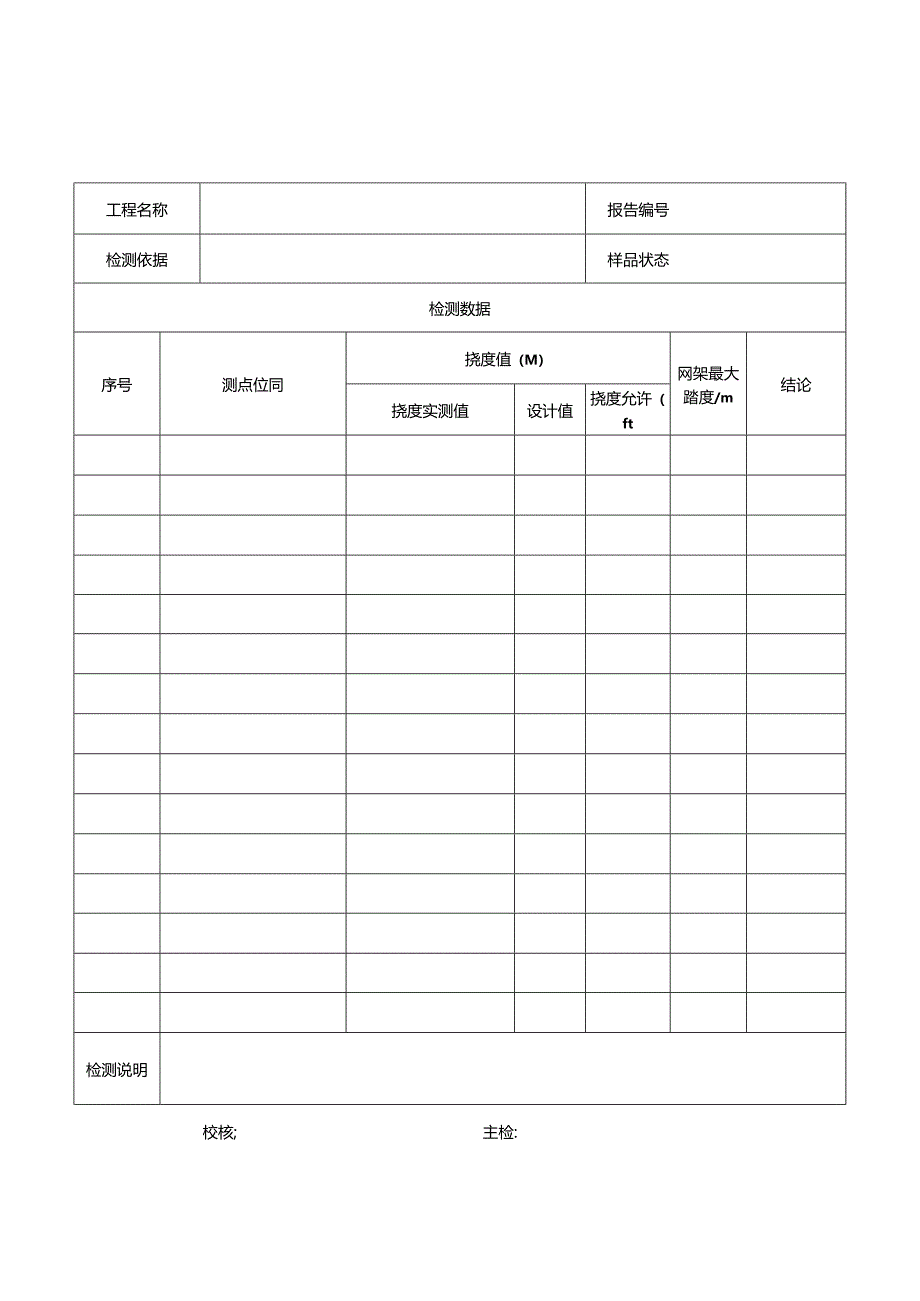钢网架挠度值检测报告及原始记录样表.docx_第2页