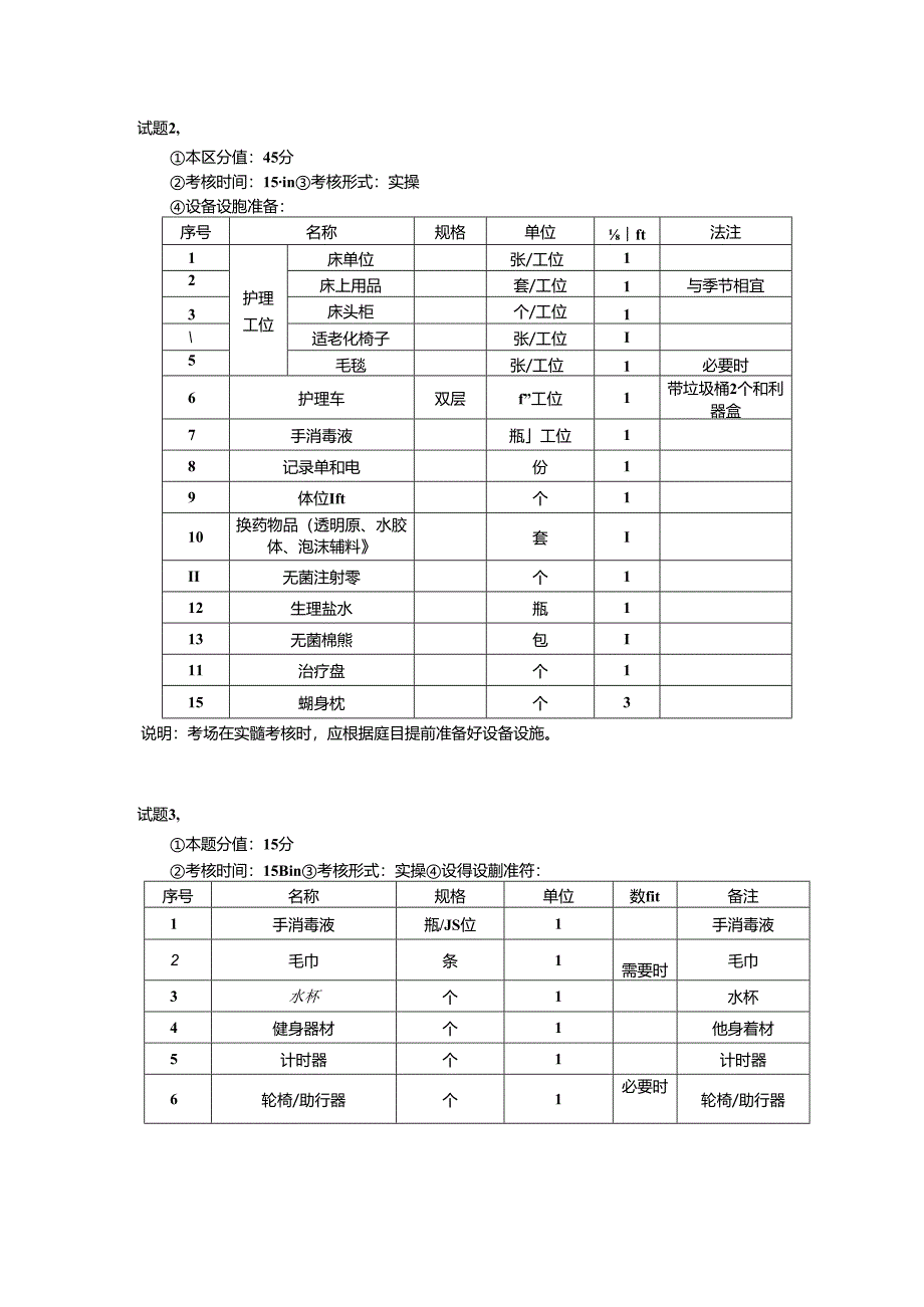 2024年山东省职业技能等级认定试卷 真题 养老护理员（中级）-技能04考场准备通知单.docx_第2页